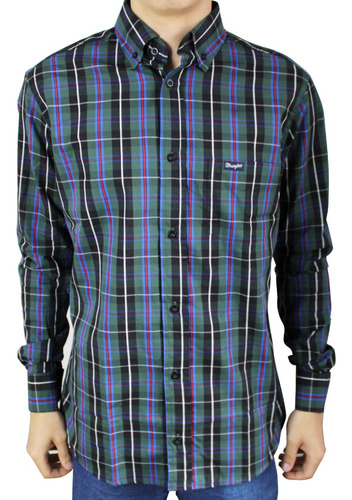 Camisa Country Wrangler Masculina Manga Longa Verde Wls113un