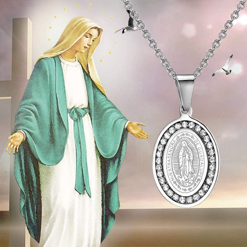 Collar Virgen Guadalupe Acero Inoxidable Baño Oro 14k Rega