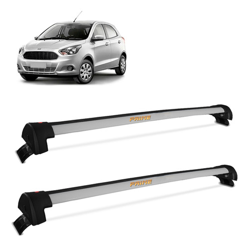 Rack De Teto Ford Ka + 2014 A 2019 Alumínio Prata Prime