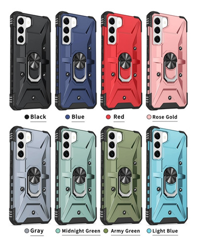 Capa De Celular Com Suporte De Anel Azul Para Samsung Galaxy