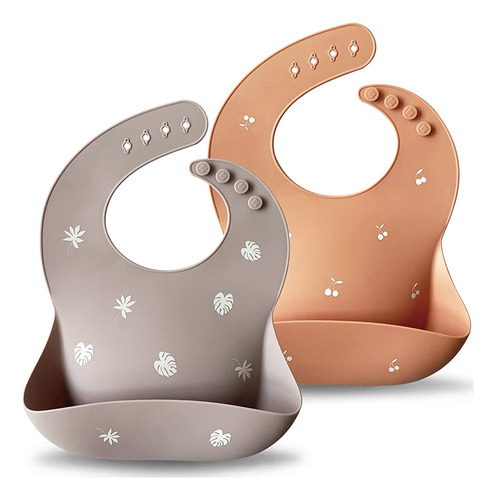 Moonkie Silicone Baby Bibs Set Of 2, Bpa Free Waterproof Sof