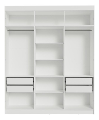 Guarda-roupa Casal 6 Portas C/ Espelho Bbr Saturno Madesa Cor Branco/branco/rustic