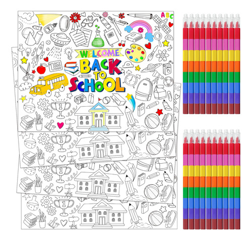 Juego De 20 Posteres Para Colorear De Regreso A La Escuela C