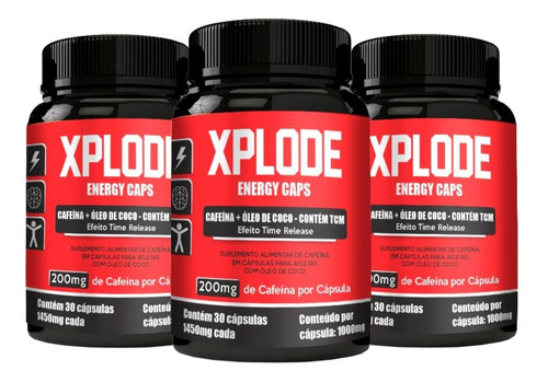 Imagem 1 de 5 de Kit Energetico Xplode Cafeina + Tcm 3 Unidades (90 Capsulas)