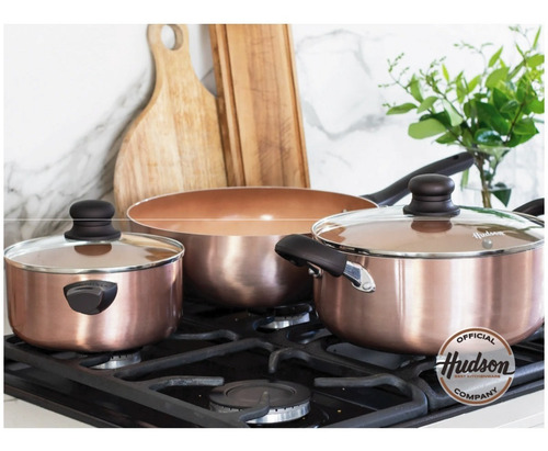 Imagen 6 de 8 de Set Cacerola 24 Cm + Bifera 26 Cm Cobre Hudson Antiadherente