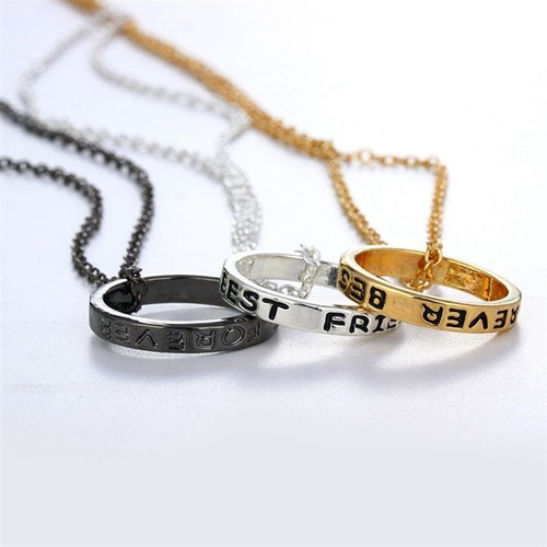 Collares De Mejores Amigas Bff Set 3 Piezas Oro Plata Ocre Color Plateado/oro/ocre