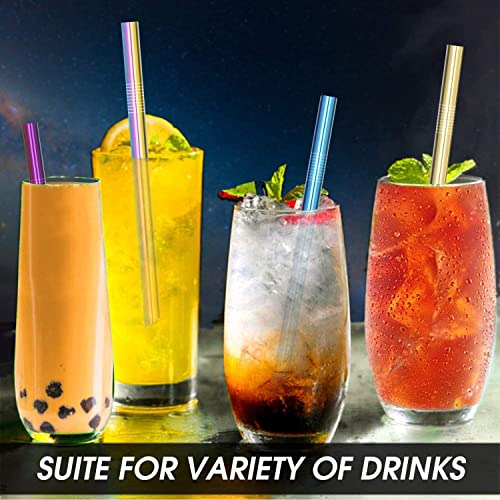 Reusable Metal Boba Smoothies Drinking Straws 0.5'' ex...