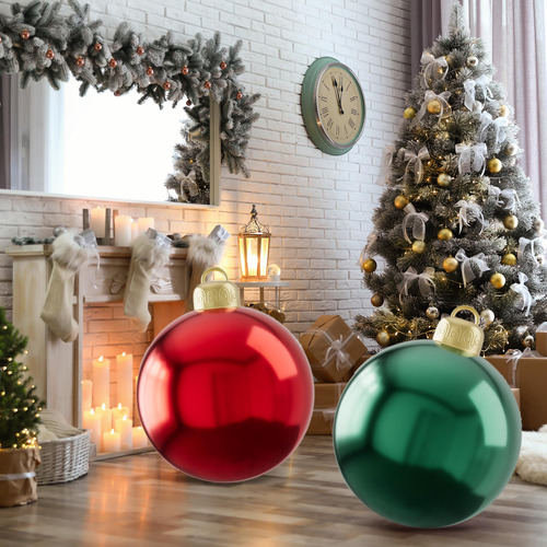 Bolas Inflables De Pvc Rojas De 61 Cm Para Decoración Navide
