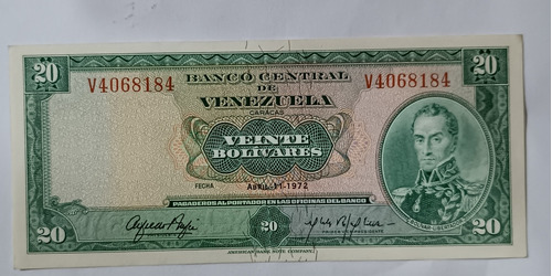 Billete De Venezuela 20 Bs Abril 11 1972 - Sin Circular  V7