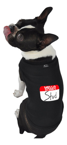 Ruff Ruff And Meow Dog Tank Top, Hello My Name Is Stud, Negr