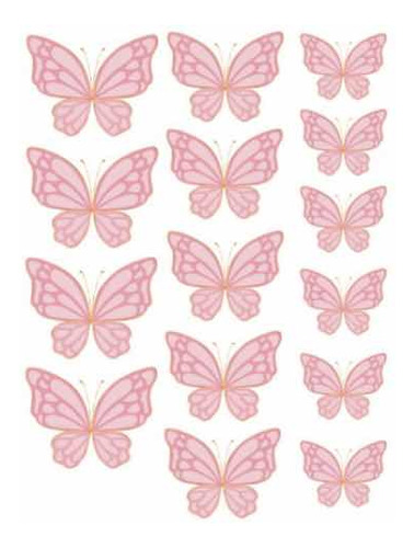 15 Mariposas Comestibles Rosa En Oblea De Arroz