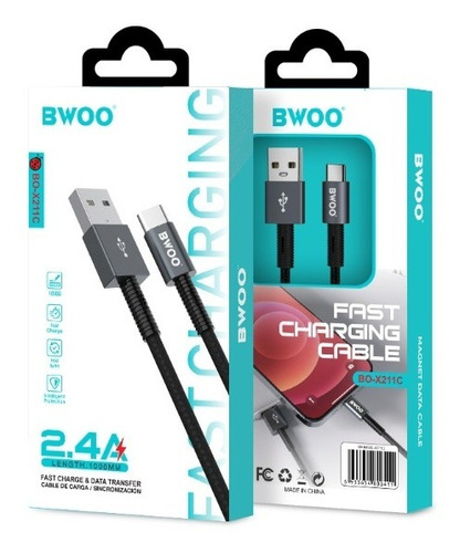 Cable De Datos Y Carga Usb Tipo C A Usb - 2.4ah 1mt.