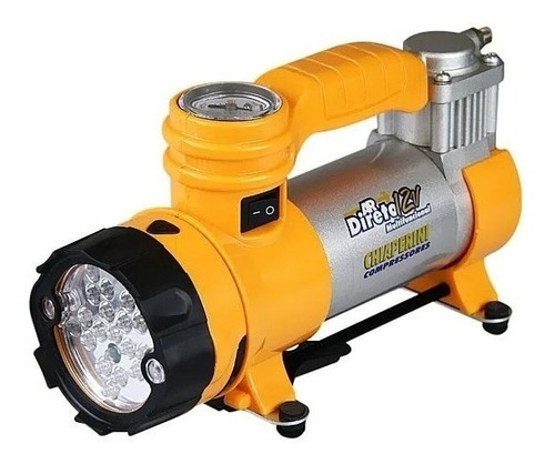 Compressor De Ar Mini Bateria Portátil Chiaperini 16728 12v Cor Amarelo/Cinza