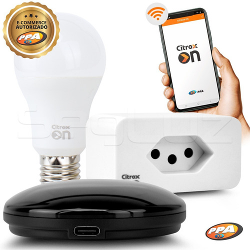 Imagem 1 de 10 de Kit Casa Inteligente Ppa C/ Controle Tomada E Lâmpada Wifi