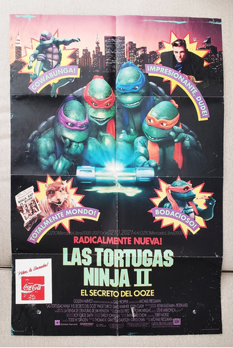 Vintage Poster Tortugas Ninja 2 Vanilla Ice Original 1991