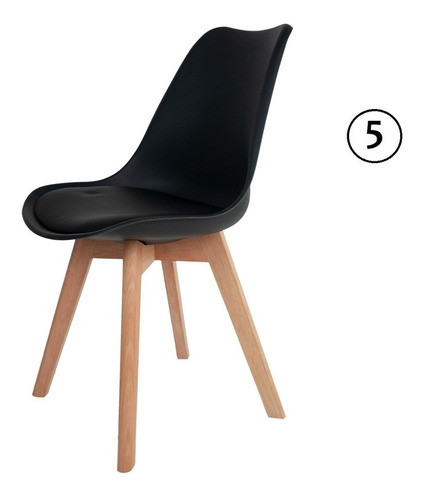 5 Cadeiras Saarinen Leda Base Wood - Artiluminacao