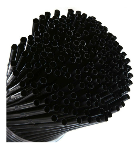 Pajitas De Plástico Negro Para Cocteles, Bebidas Y Vinos, 50
