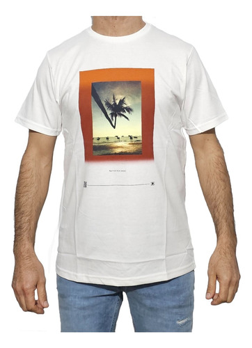 Remera De Algodon De Hombre Con Estampa, Jersey, Narrow Palm