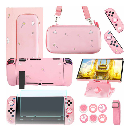 Gutial Accessories Kit For Nintendo Switch - Pink Cute Acce.