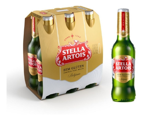 Cerveja Stella Sem Gluten 330ml - Pack Com 6 Unidades