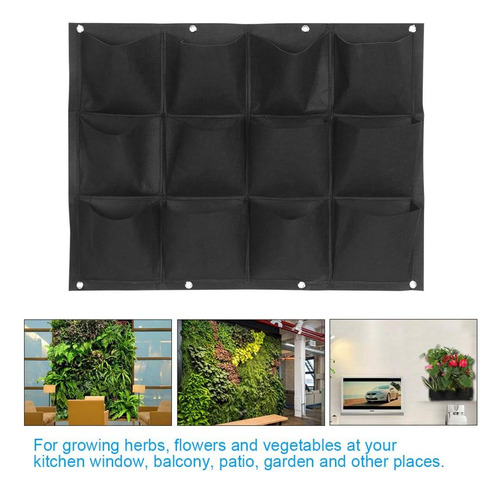 Maceta Colgante Vertical Negra Para Jardín Con 12 Puertos