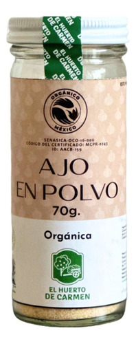 Ajo Orgánico En Polvo 70g Huerto De Carmen 100% Natural
