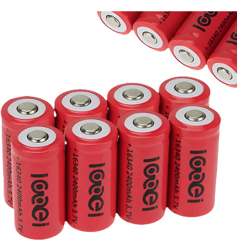 8 X 2400mah 3.7v 16340 De La Batería Cr123a 123a Cr123 Litio