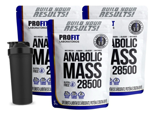 3x Hipercalórico Anabolic Mass 28500 - 3kg - Elite Series Sabor Milho Verde