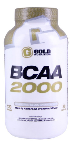 Bcaa 2000 120caps Gold Nutrition Aminoácidos Encadenados