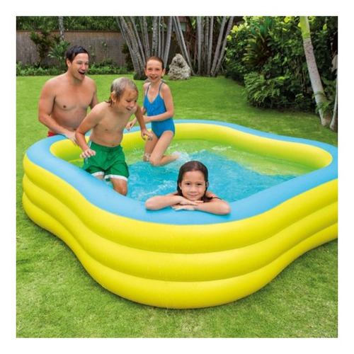 Imagen 3 de 3 de Pileta inflable cuadrada Intex 57495 de 229cm x 229cm x 56cm 1250L amarilla y azul