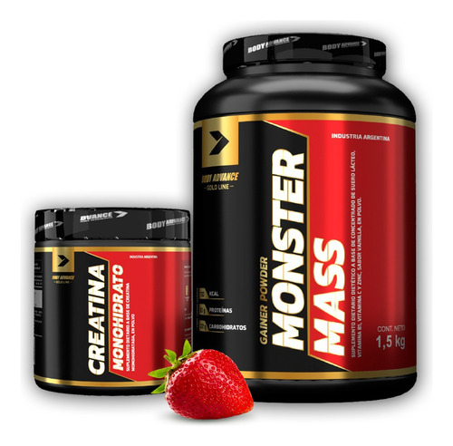 Monster Mass 1.5 Kg Frutilla + Creatina 150 Gr Body Advance