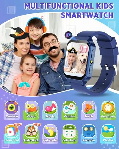 Reloj inteligente para niños, regalo para niños de 6 a 12 años con 26  juegos, historias de audio, cámara de video, reproductor de música,  podómetro