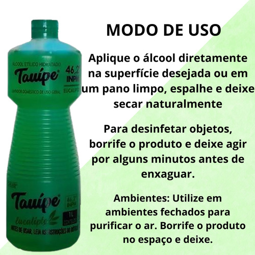 Limpador Tauipe alcool perfumado eucalipto eucalipto em garrafa5 unidades