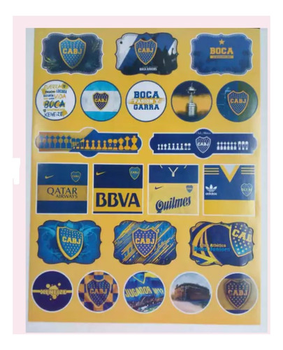 5 Láminas Stickers X 22 Boca Juniors Souvenirs Candy Bar