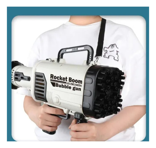 Burbujero Bazooka Carga Usb Bubble Rocket Con Luz Cod 528 Negro