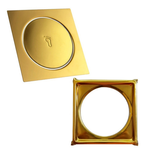Ralo Click C/ Caixilho Inox Dourado 15x15 Cm