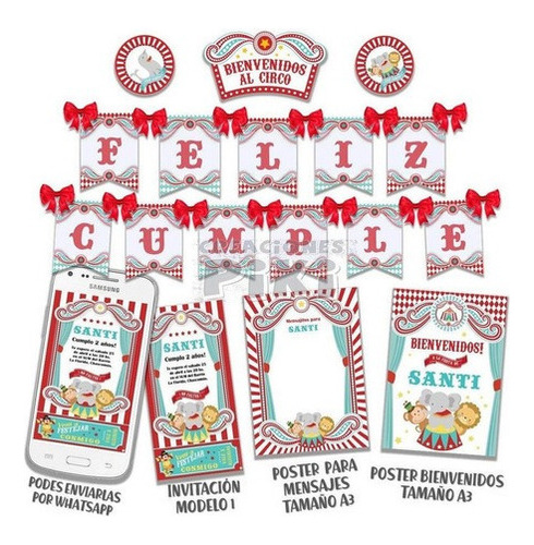 Kit Imprimible Candy Bar Circo Vintage El Mas Completo