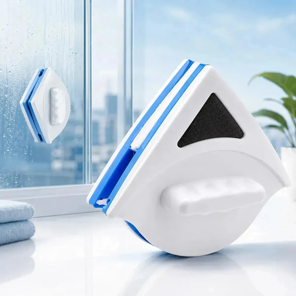 Limpador Magnético de Vidros Dupla Face Corda de segurança Limpa Higieniza Janelas Box Espelhos imã e Sacadas até 8mm Marca Topyhome