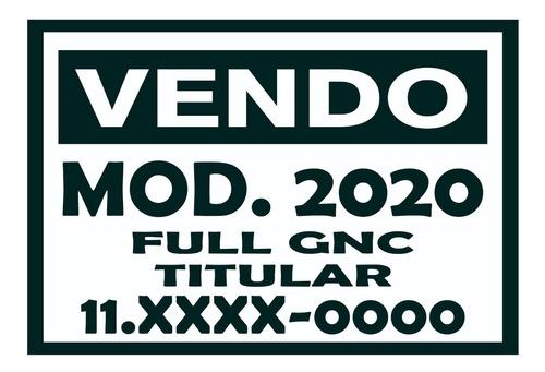 Vinilo - Sticker - Calco - Cartel Venta Auto X 2 Unidades