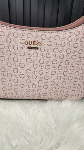 Bolsa Guess Sg892616 Nueva 100 % Original Con Etiqueta Rosa Palo Estampado Oro Rosa Palo