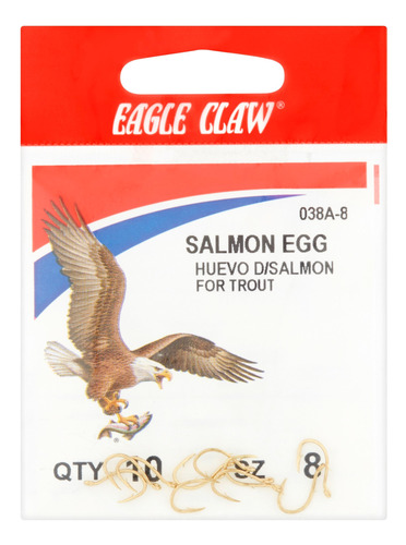 Eaglelaw Salmon Huevo Ojo Compensando Gancho Conjunto 10 8