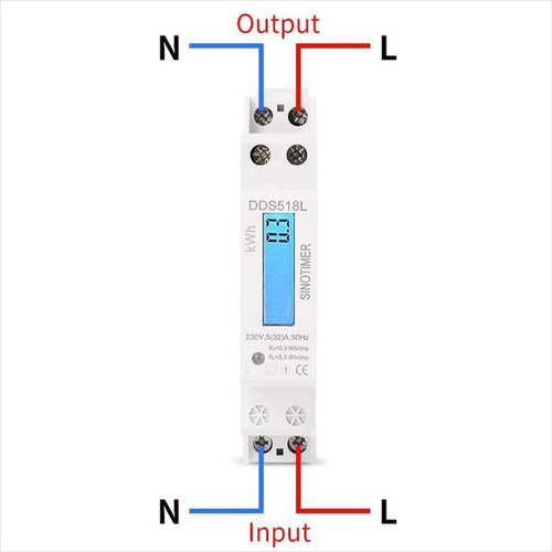 Imagen 3 de 6 de Medidor De Energía Dds518l Kwh 5(32)a Ac 220v 50hz Riel Din