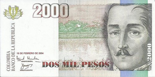 Colombia 2000 Pesos 18 Febrero 2004