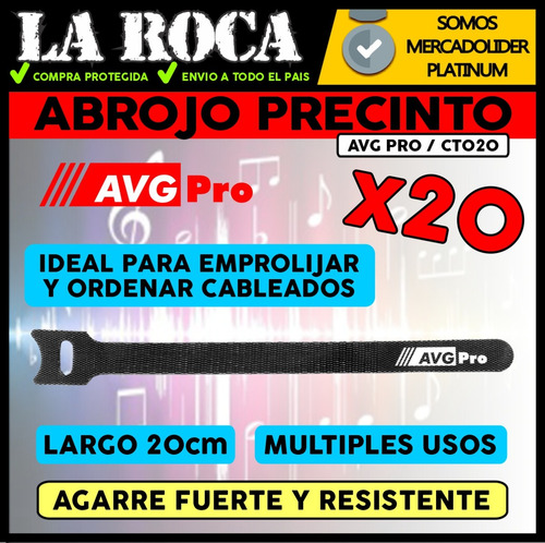 Imagen 3 de 10 de Precinto Pack X20 Abrojo Sujeta Cable Reutilizables Sonido