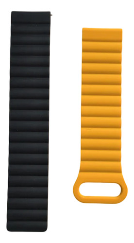 Malla Kieslect Magnetic Strap Para Smartwatch 22mm Ancho De La Malla 2.2 Cm Color Negro Con Amarillo
