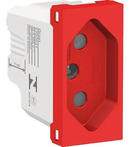 Placa 2 Mod Sep + 2 Tomadas Vermelha 20a Completa Orion Cor Branco