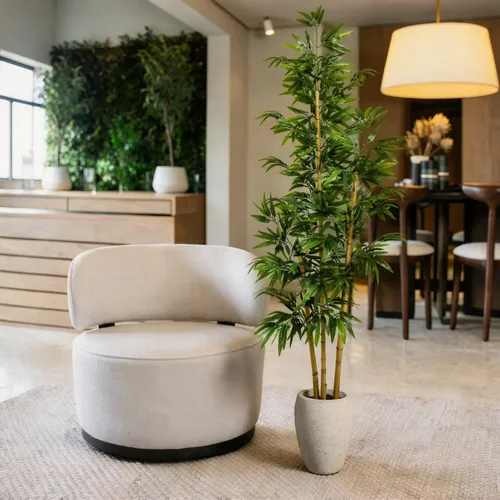 Arranjo Bambu Artificial 2 Metros Grande Sem Vaso Decoração Verde-escuro