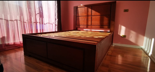 Cama 2 Plazas Madera Nativa Con Respaldo Y 2 Cajones Grandes