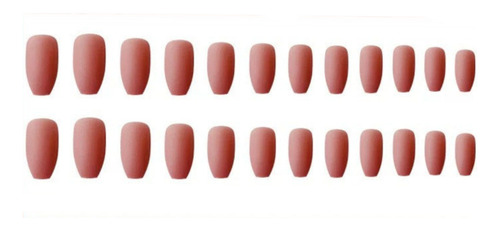 Uñas Postizas Press On Adheribles 24 Tips Rosa Viejo Mate