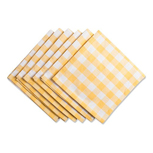 Checkered Collection Tabletop Napkin Set Yellow 6 Count